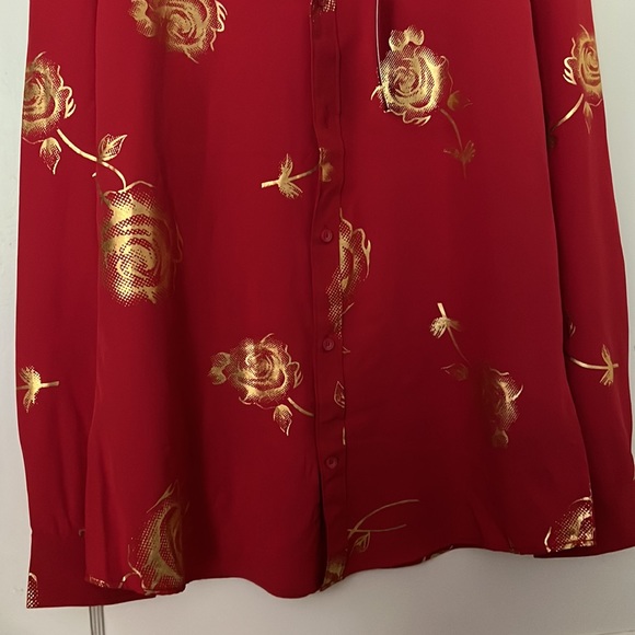 NWT Drill NYC red rose button down long sleeve size: L - Picture 3 of 9